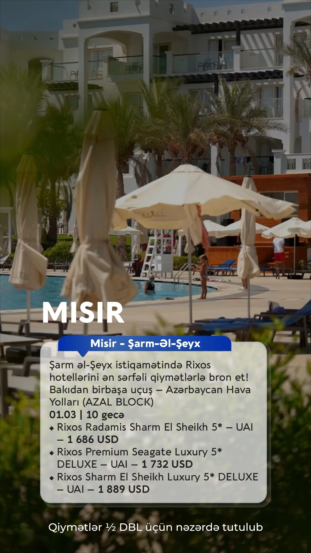 Şarm əl-Şeyx istiqamətində Rixos hotellərini ən sərfəli qiymətlərlə bron et!