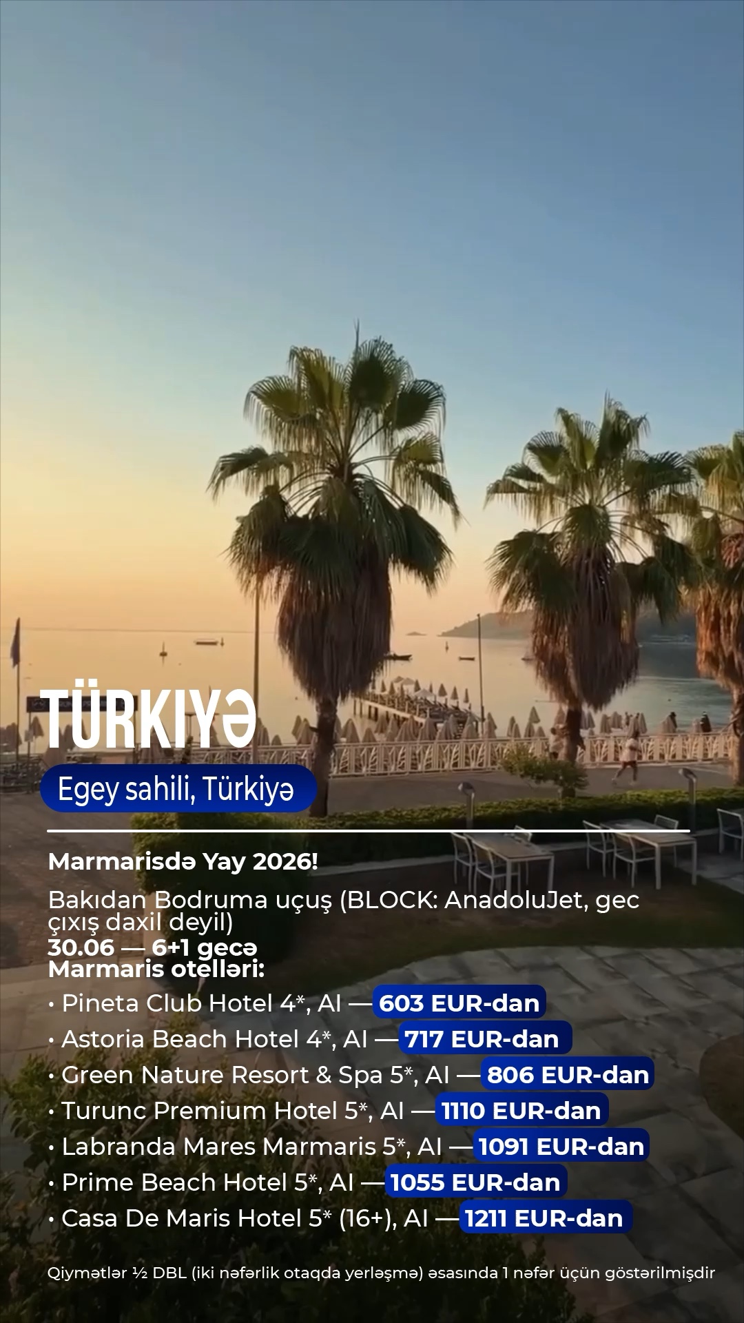 Egey sahili, Türkiyə. Marmarisdə yay 2026! 🇹🇷