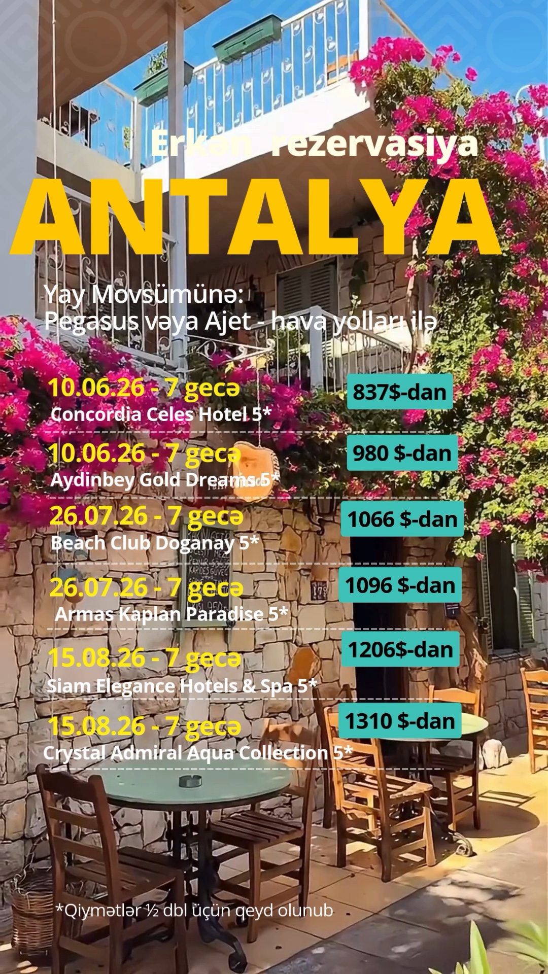 🌴 ANTALYA – Erkən rezervasiya! ☀️