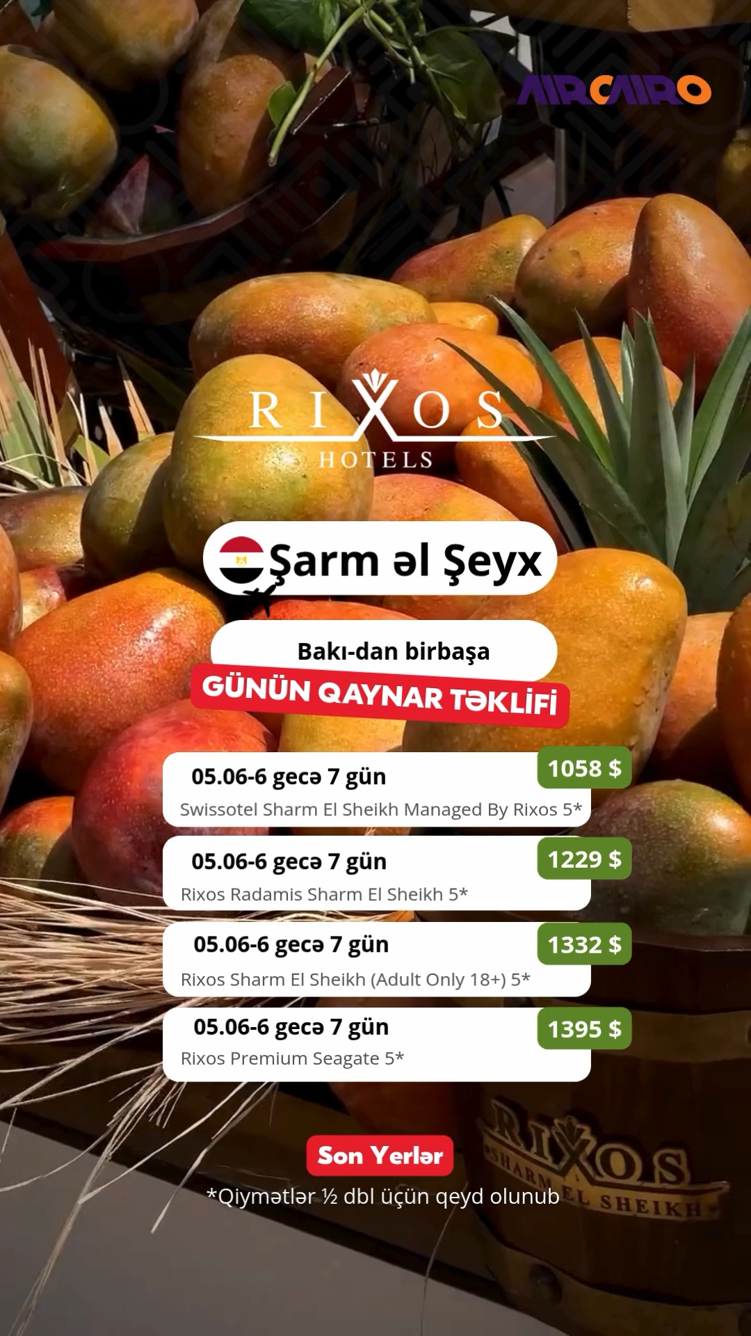 🌴 ŞARM ƏL-ŞEYX – RIXOS QAYNAR TƏKLİFİ! 🇪🇬