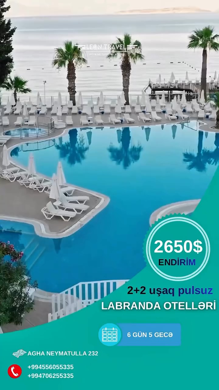 Antalya-da LABRANDA OTELLƏRİNƏ KAMPANİYA 2 +2 USAQLAR ÖDƏNİŞSİZ