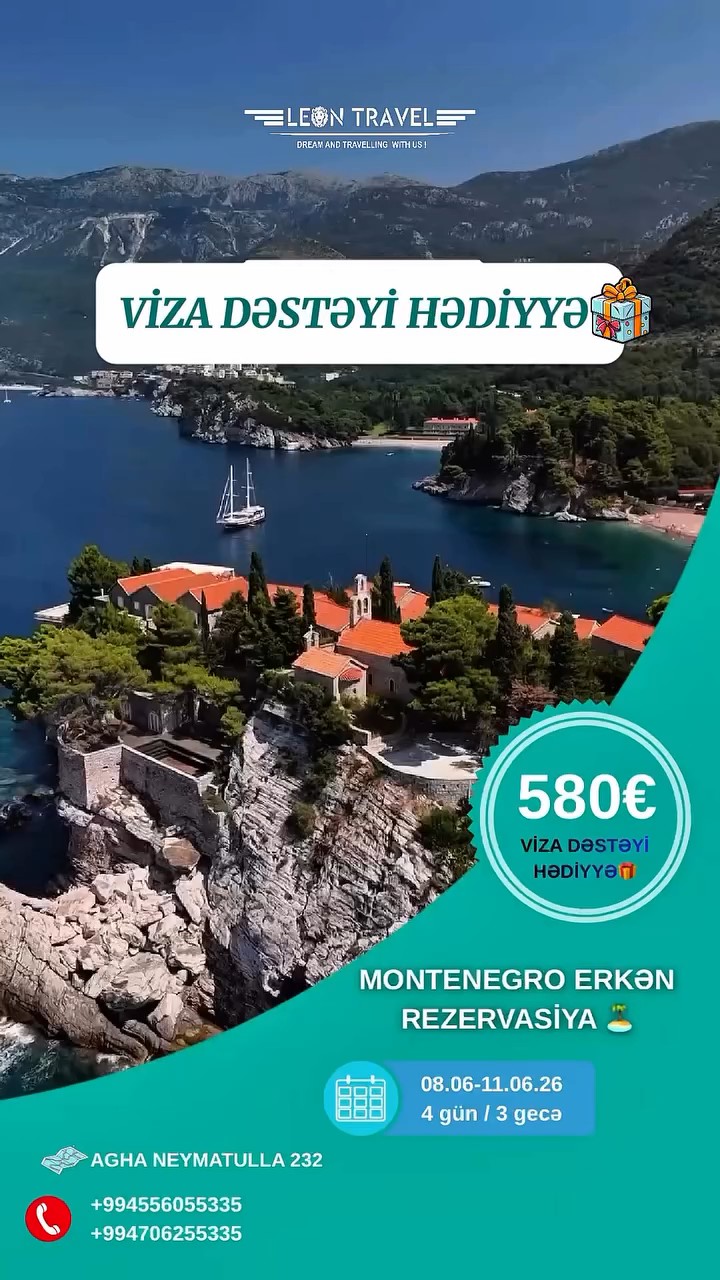 🌴MONTENEGRO ERKƏN REZERVASİYA 🌴Viza dəstəyi Hədiyyə🎁
