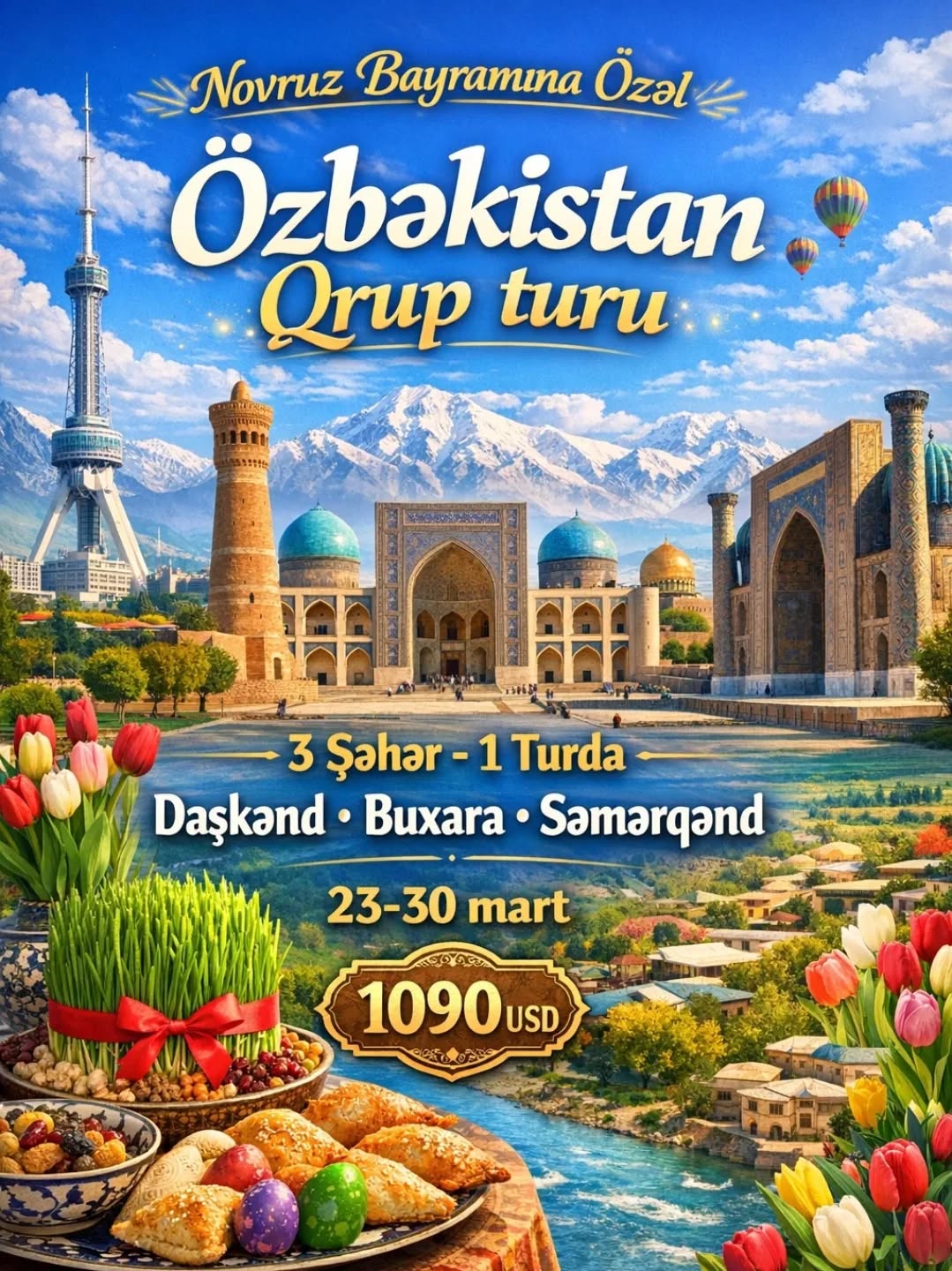 3 ŞƏHƏR ✨ 1 TUR ✨ NOVRUZ ÖZBƏKİSTANDA! 🇺🇿