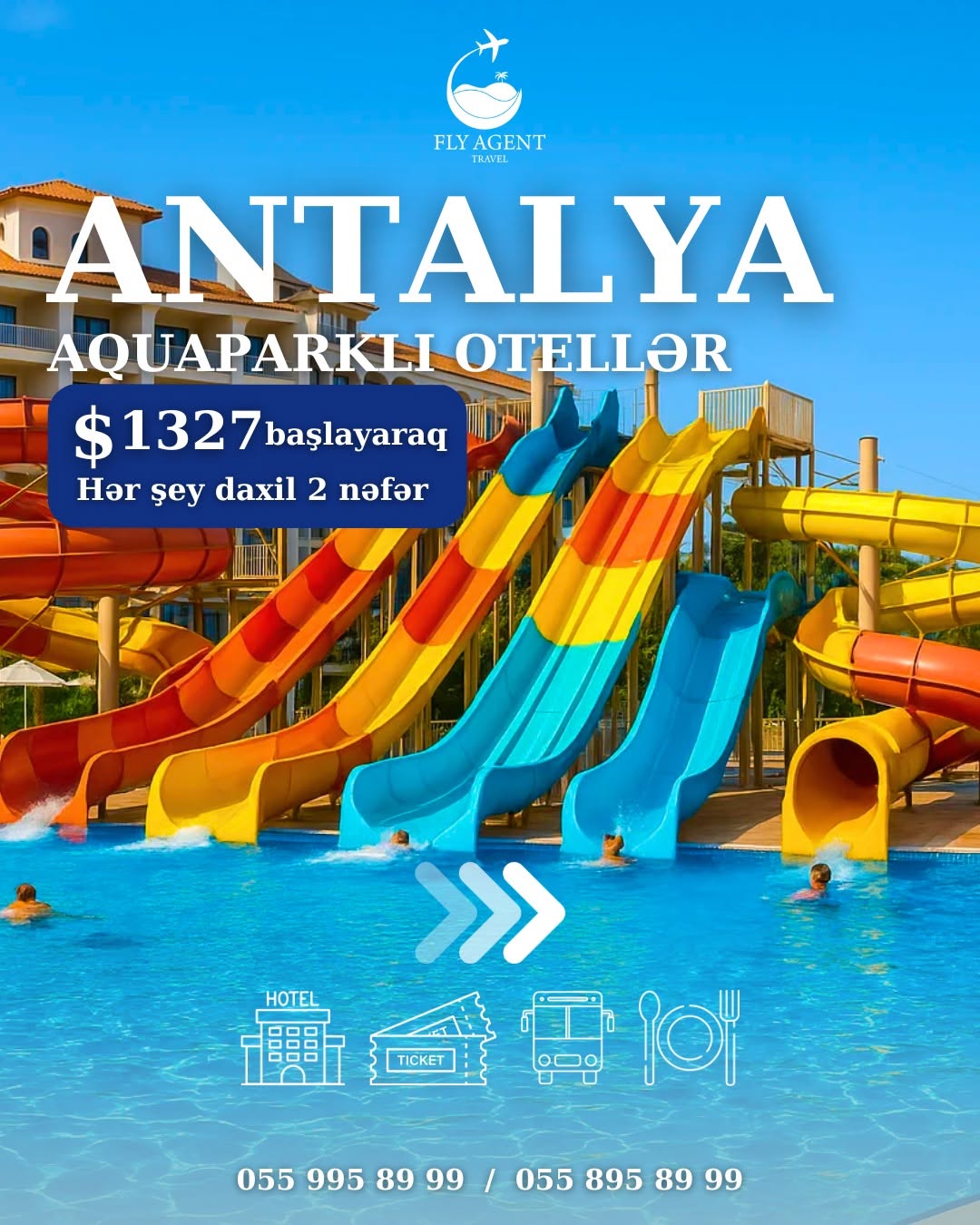 Antalyada hər şey daxil aquaparklı otellər 💙 30% ilkin ödənişlə indi bron edin və səyahətə qədər faizsiz, hissə-hissə ödəyin 🌊