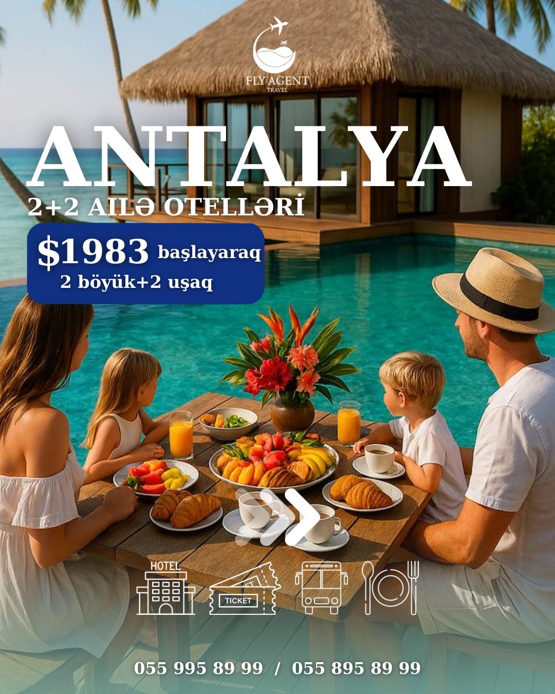 Antalyada 2+2 uşaqlar üçün pulsuz oteldə gecələmə kampaniyası💙