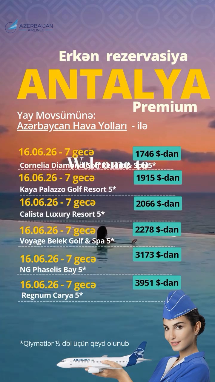 ✨ PREMIUM ANTALYA PAKETLƏRİ – Erkən rezervasiya fürsəti!