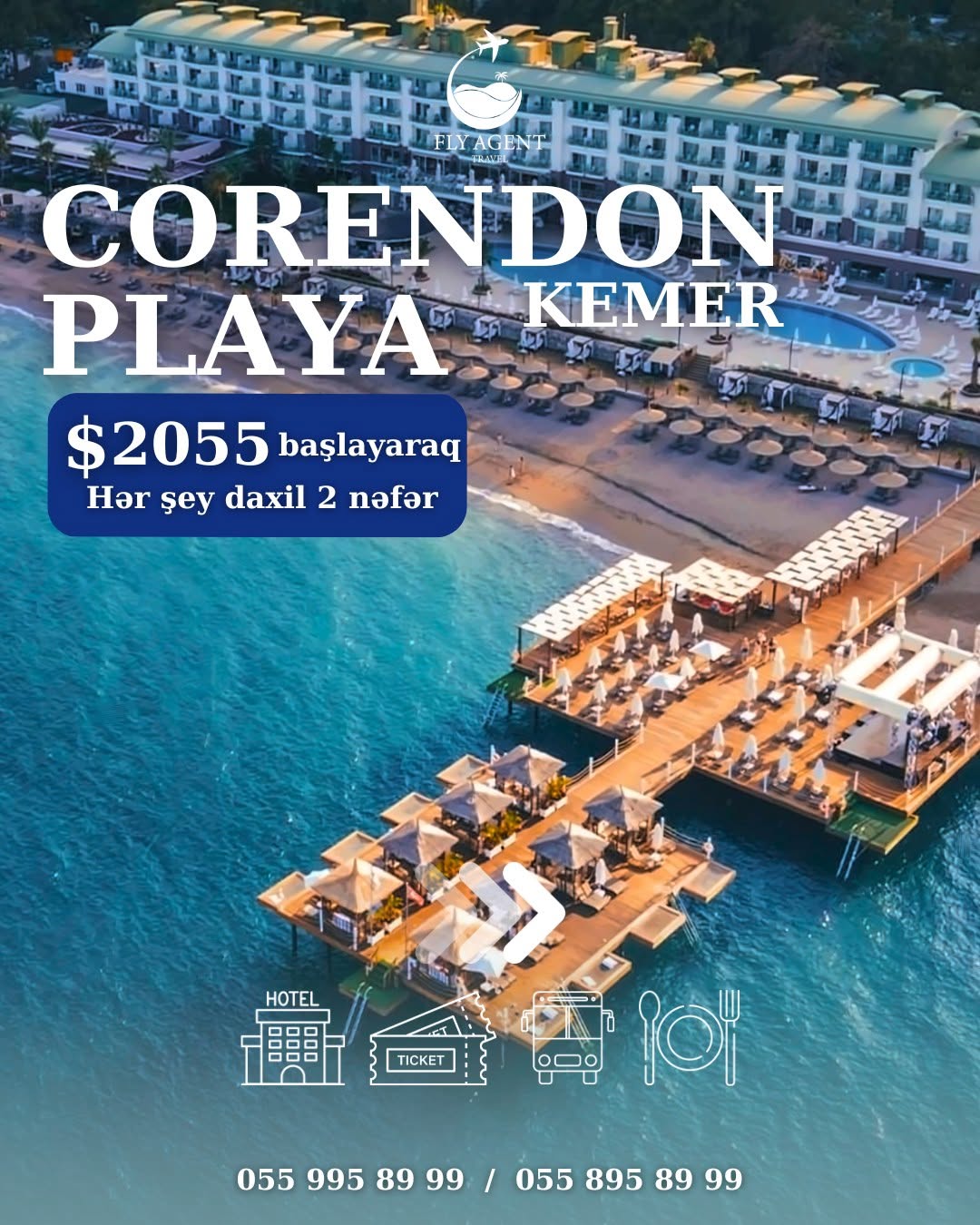 CORENDON PLAYA KEMER 5*💙 30% ilkin ödənişlə indi bron edin və səyahətə 20 gün qalmışa qədər faizsiz, hissə-hissə ödəyin 🌊
