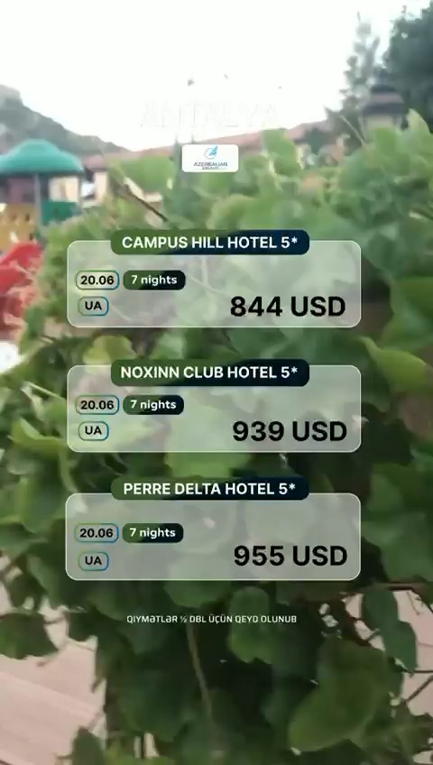 Antalya üçün çox münasib fürsətlər!
