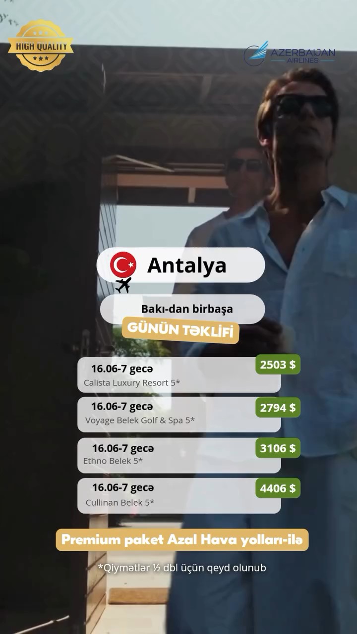 🌴 ANTALYA – 👑 VIP səviyyədə tətil axtaranlar üçün ideal təklif! 🇹🇷