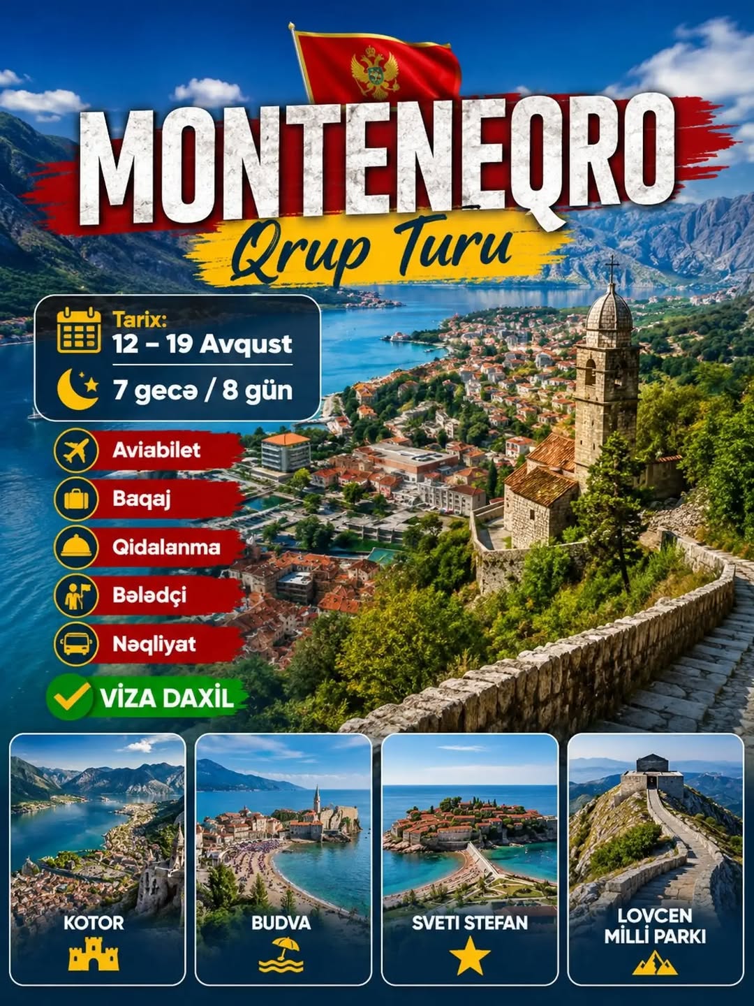 🇲🇪 Monteneqro Qrup Turu — Komfortlu və Premium Səyahət