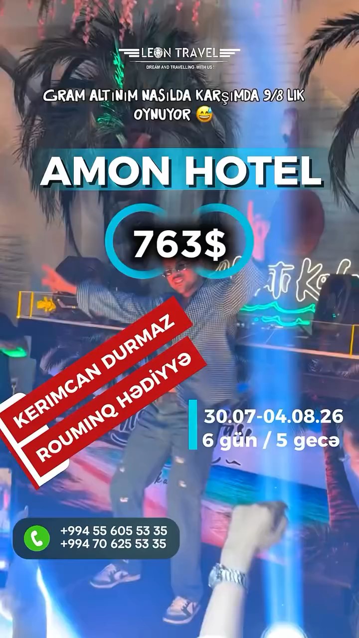 AMON Hotel-də Kerimcan Durmaz ilə fərqli bir tətilə hazır olun! 🌴✨