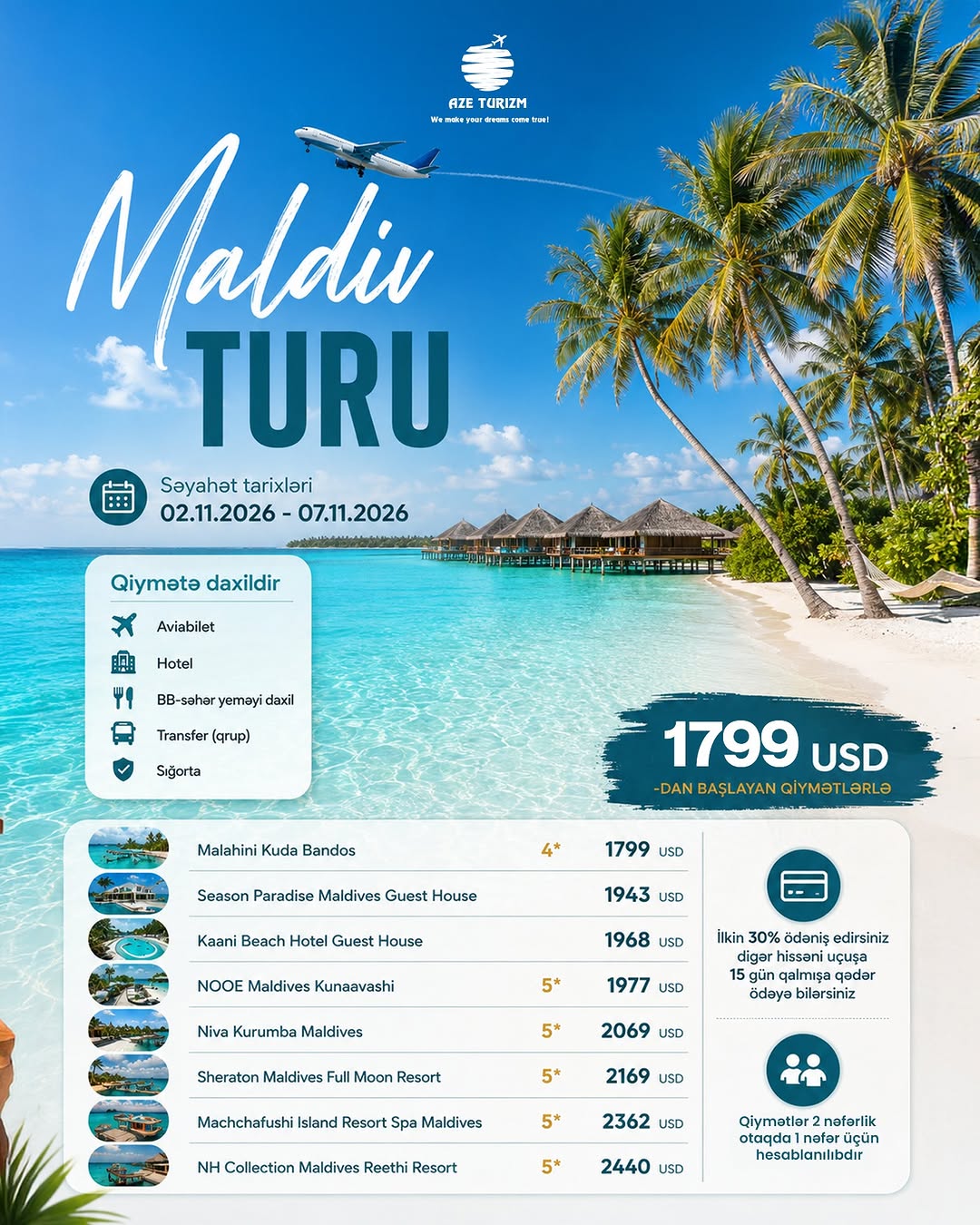 Tropik cənnətdə unudulmaz istirahət sizi gözləyir! ✈️🏝️