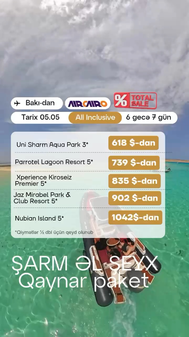 🌴 ŞARM ƏL-ŞEYX – QAYNAR PAKET! ☀️