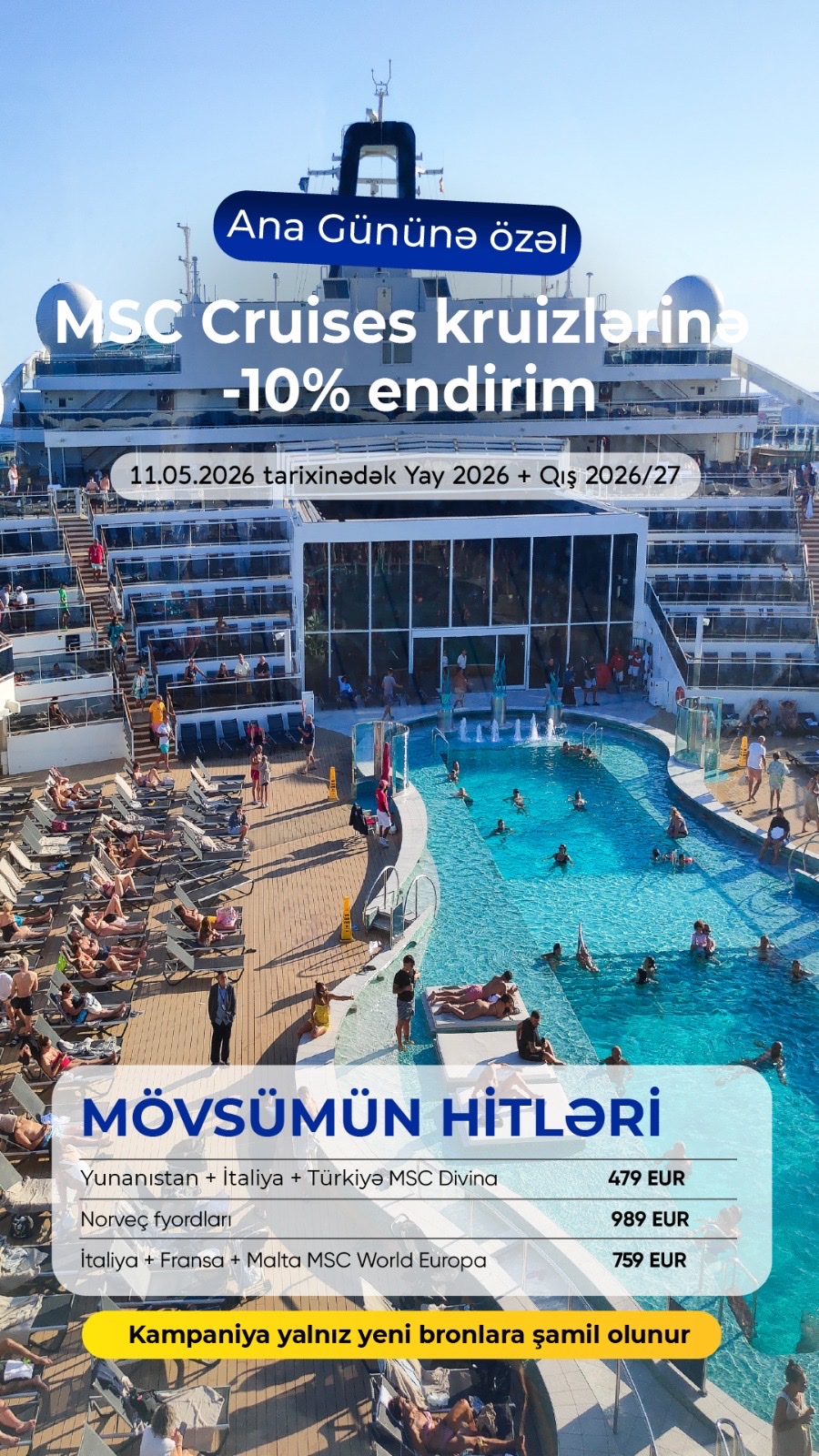 Ana Gününə özəl — MSC Cruises kruizlərinə -10% endirim