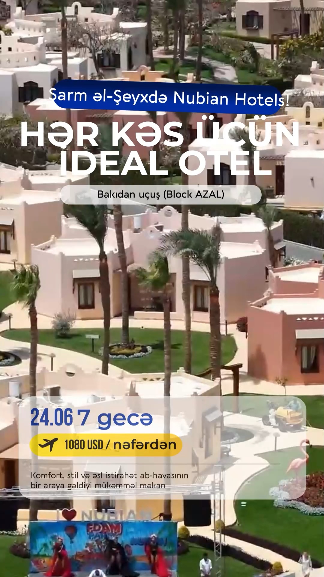🌴✨ *HƏR KƏS ÜÇÜN İDEAL OTEL — Şarm əl-Şeyxdə Nubian Hotels!*  🇪🇬💙