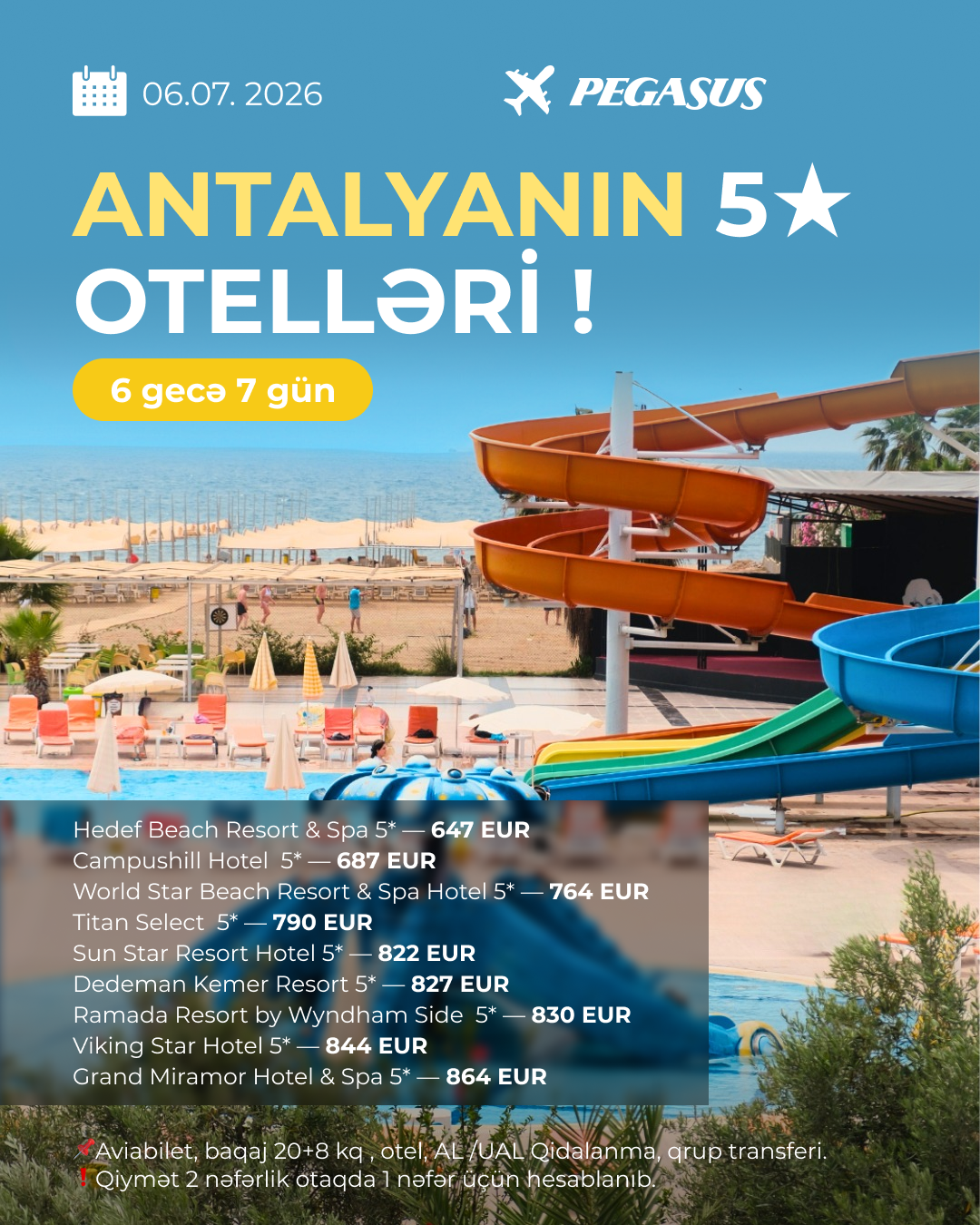 ANTALYANIN 5* OTELLƏRİ ! ✈️ Pegasus Hava Yolları ilə!