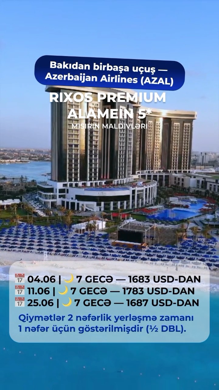 💎 RIXOS PREMIUM ALAMEIN 5 — Misirin Maldivləri 🩵