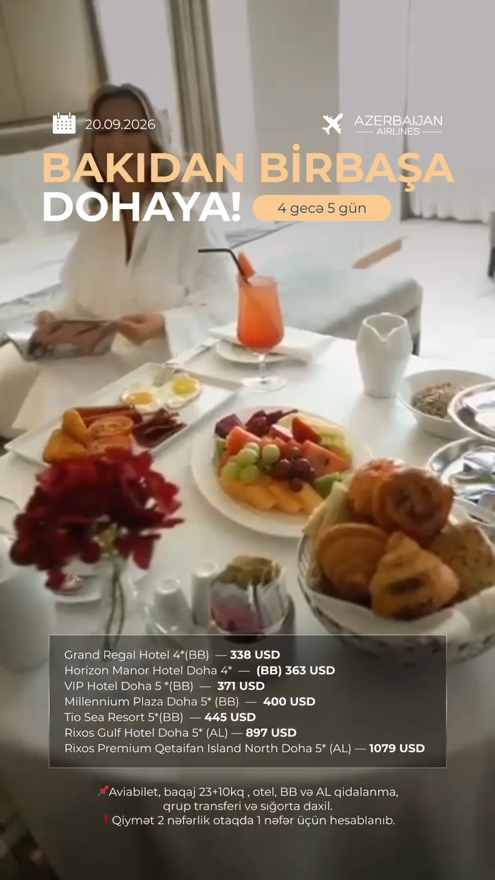 BAKIDAN BİRBAŞA DOHAYA! ✈️ Azərbaycan Hava Yolları ilə!