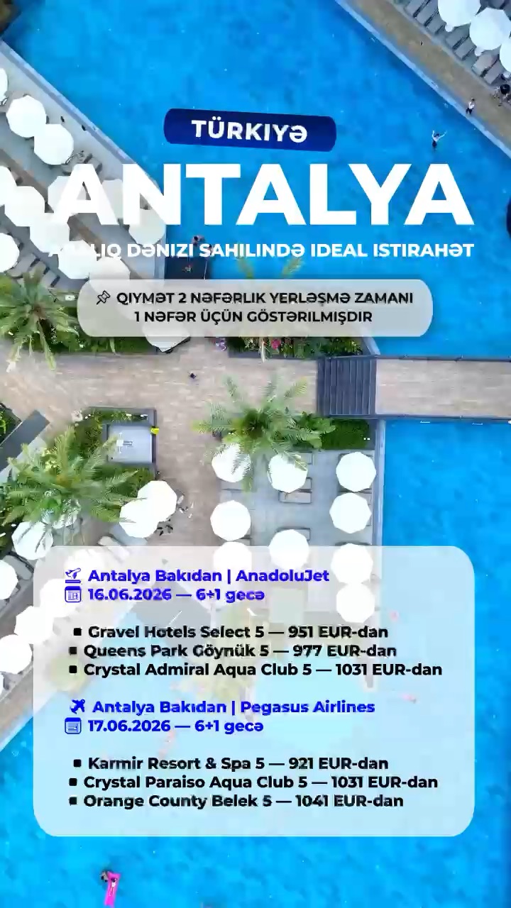 Türkiyə • Antalya — Aralıq dənizi sahilində ideal istirahət
