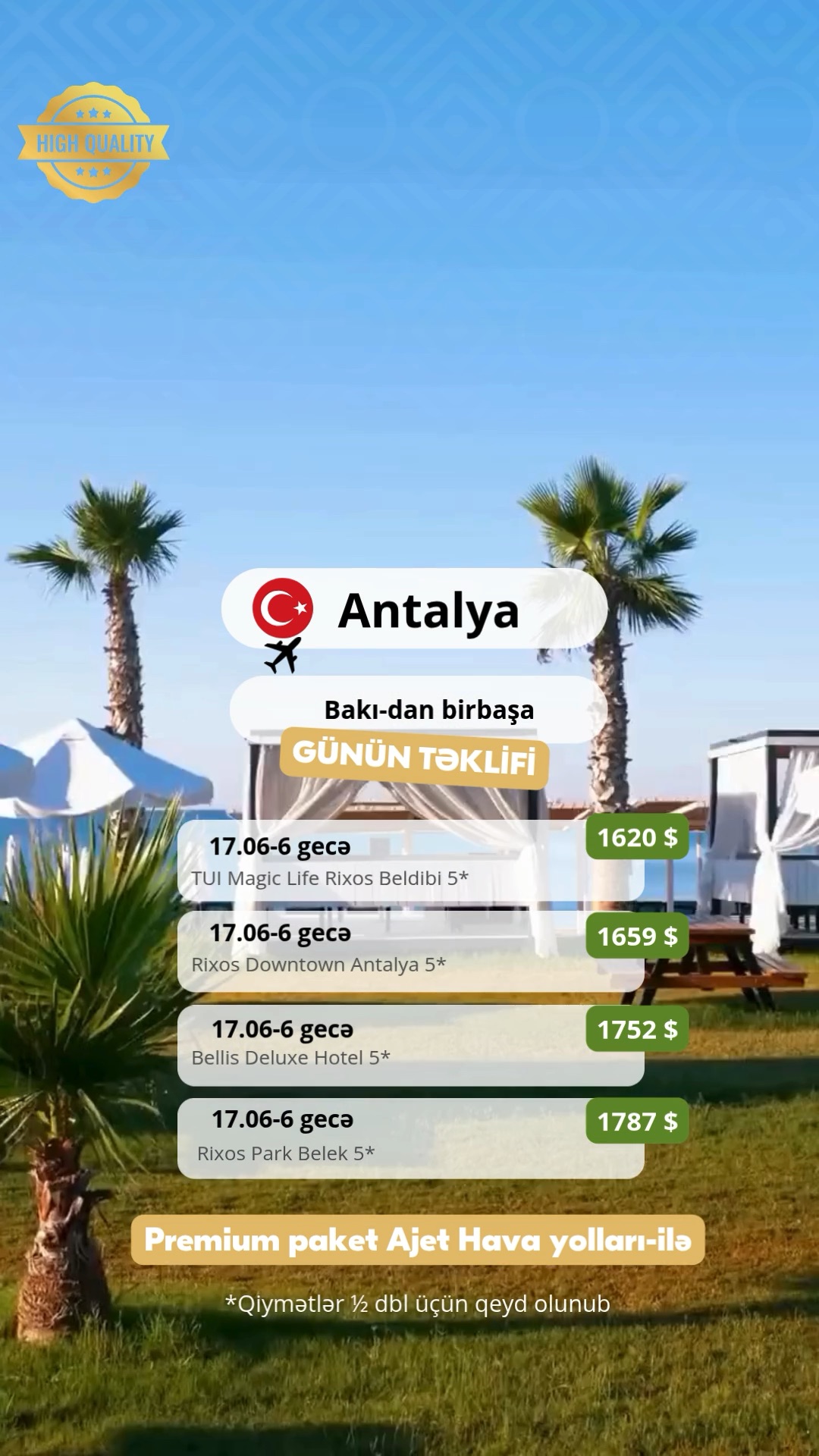 🌴 ANTALYA – PREMIUM TƏKLİF! 🇹🇷