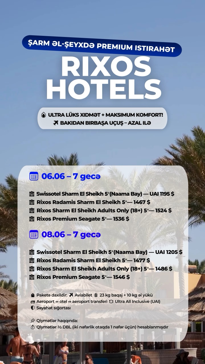 🌴✨ RIXOS HOTELS – Şarm əl-Şeyxdə premium istirahət 🇪🇬
