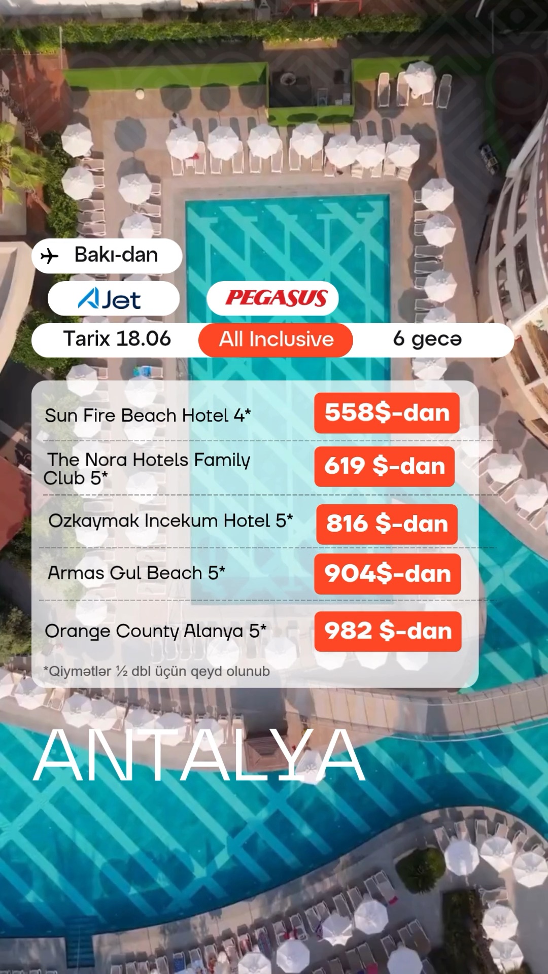 🌴 ANTALYA – QAYNAR TƏKLİF! 🇹🇷
