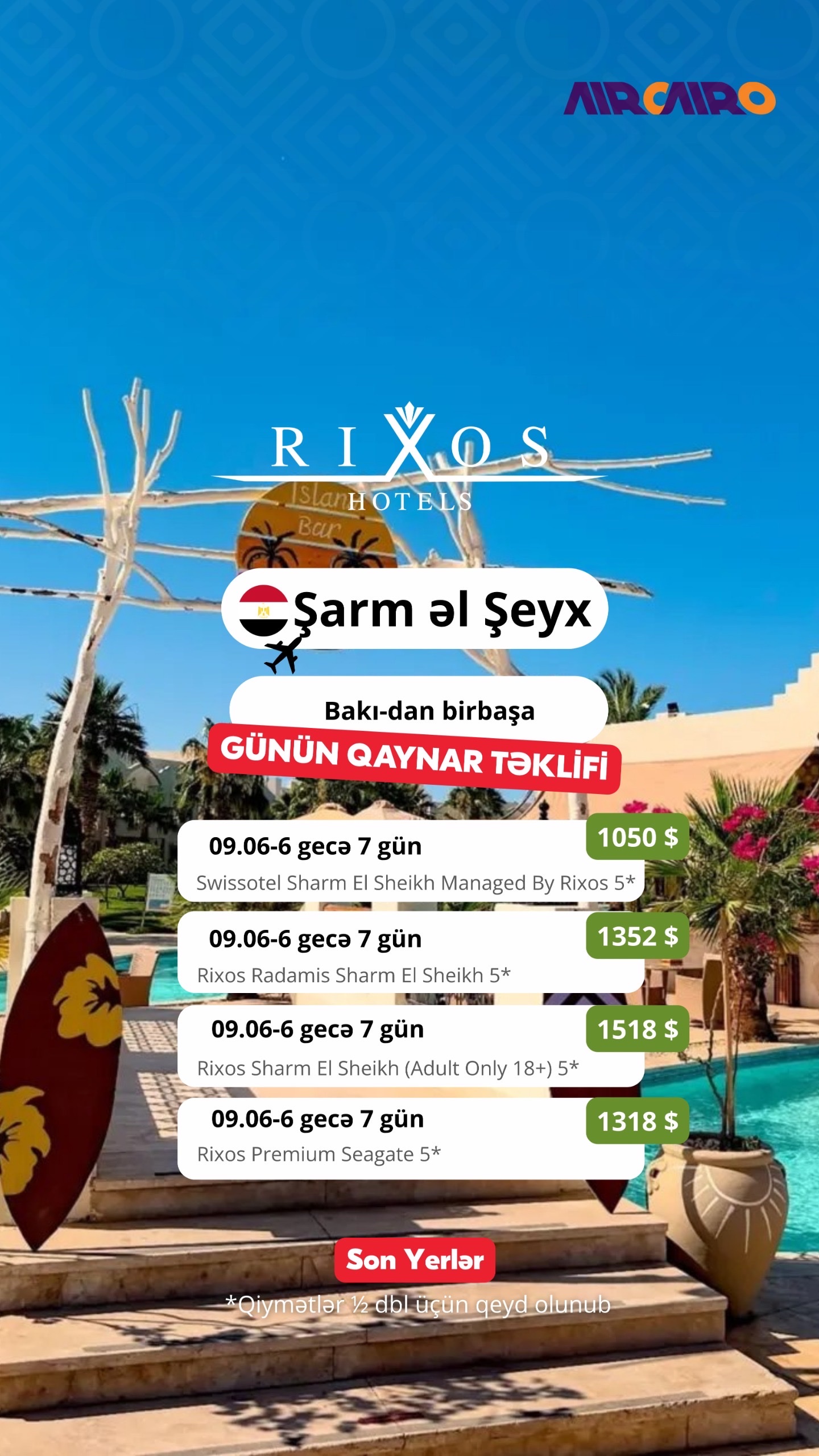 🌴 ŞARM ƏL-ŞEYX – RIXOS QAYNAR TƏKLİFİ! 🇪🇬