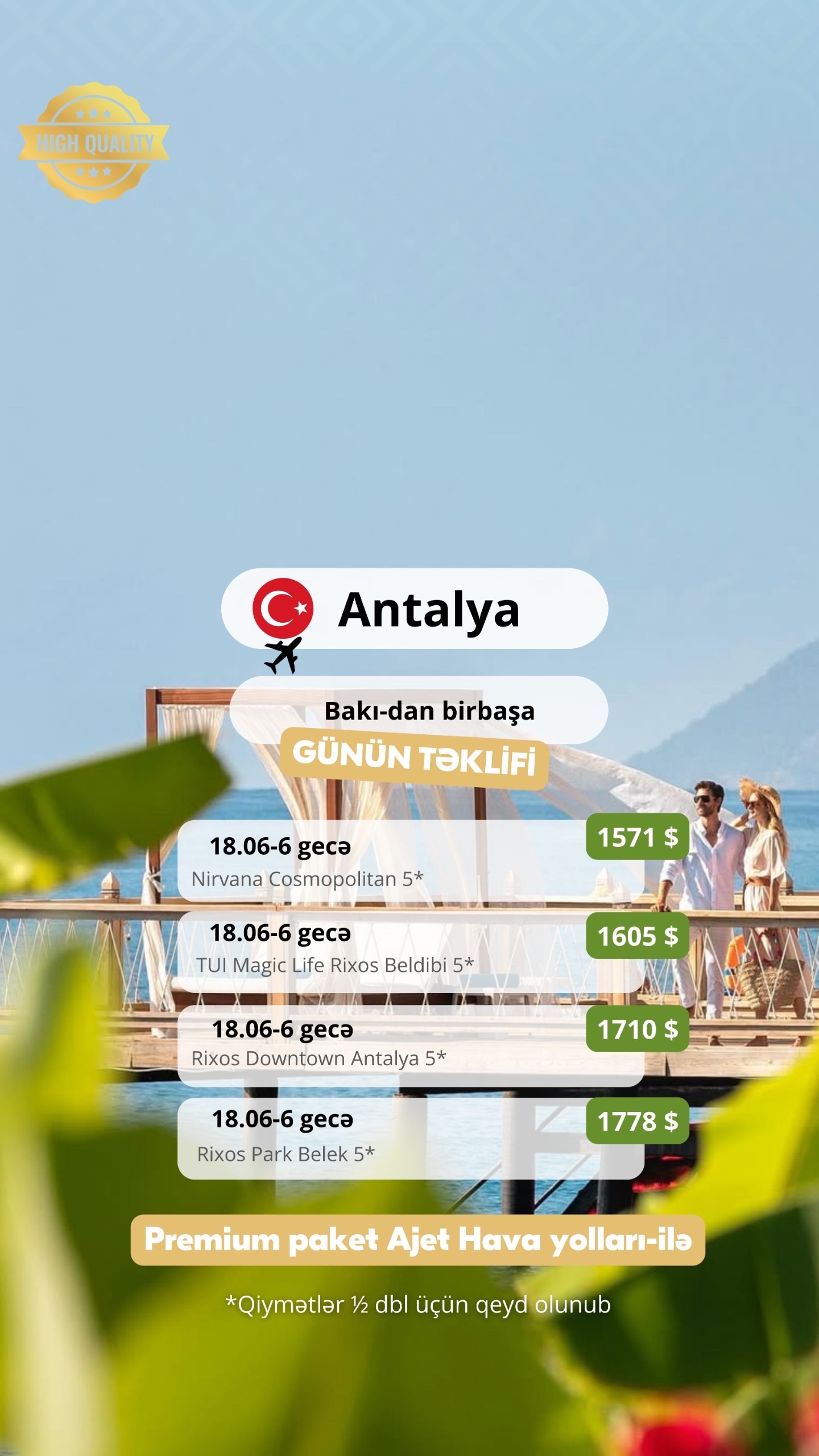 🌴 ANTALYA – PREMIUM TƏKLİF! 🇹🇷
