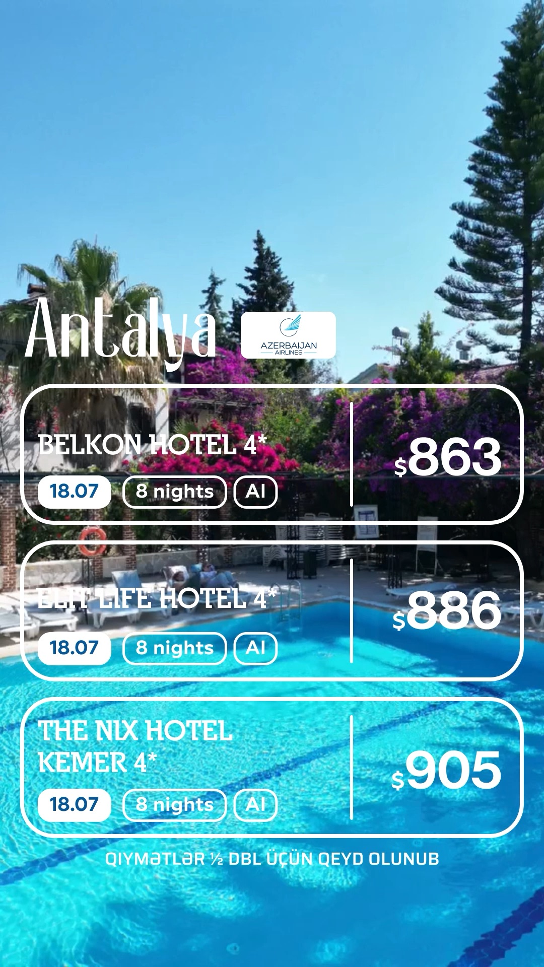 Son 3 yer! ✈️ AZAL ilə! 🗓️ 18/07/26 ✨ 8 gecə