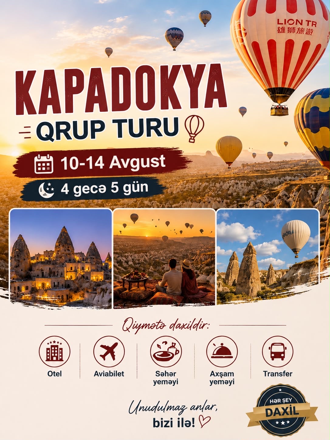 YAZ YAY AYINA ÖZƏL KAPADOKYA QRUP TURU