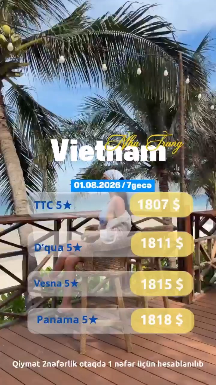🌊✨ NHA TRANGDA 5★ LÜKS ŞƏHƏR OTELLƏRİ | 04.08.2026 / 7 GECƏ 🌴