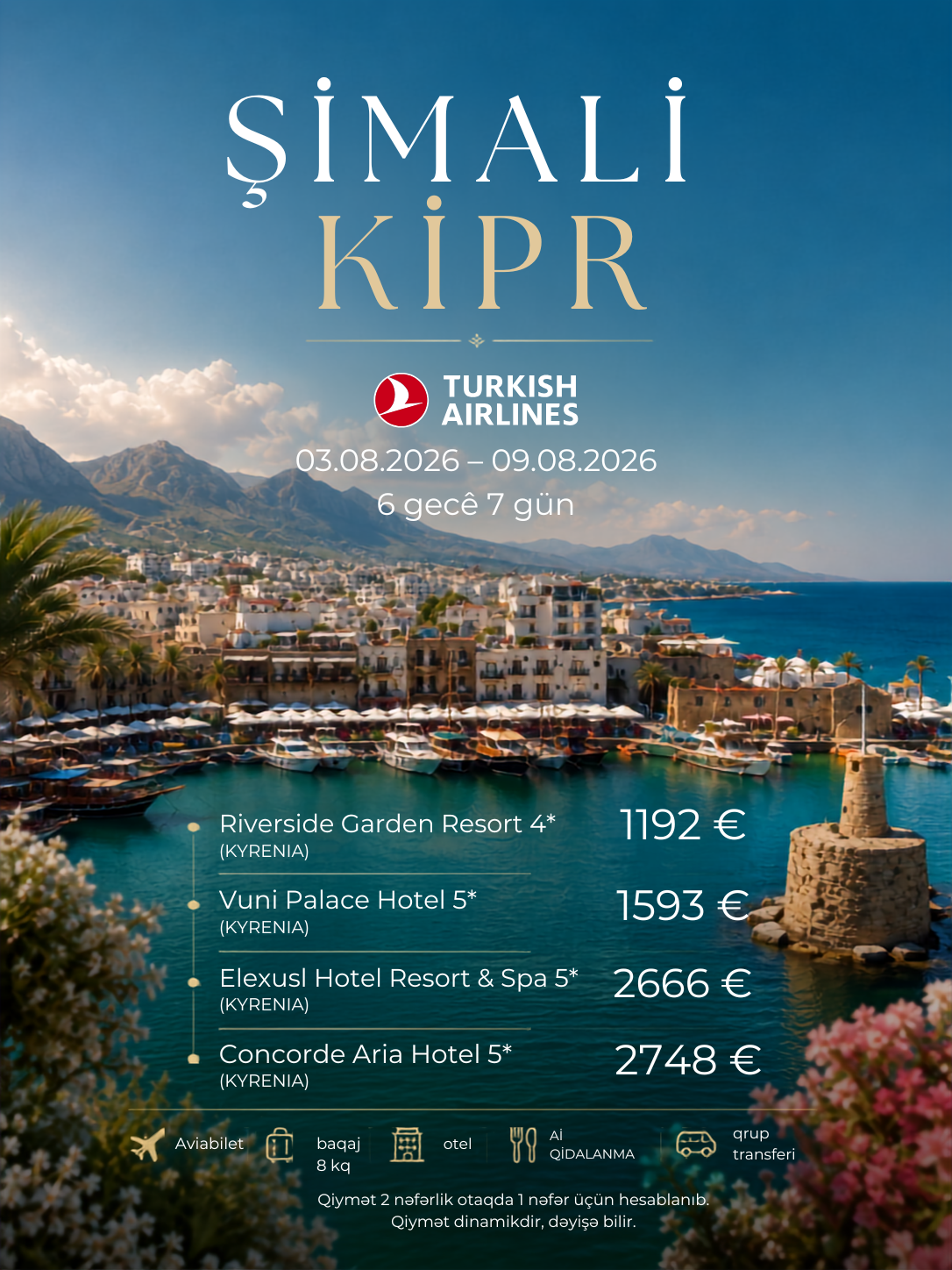 🌴ŞİMALİ KİPR ✈️ Türk Hava Yolları ilə!