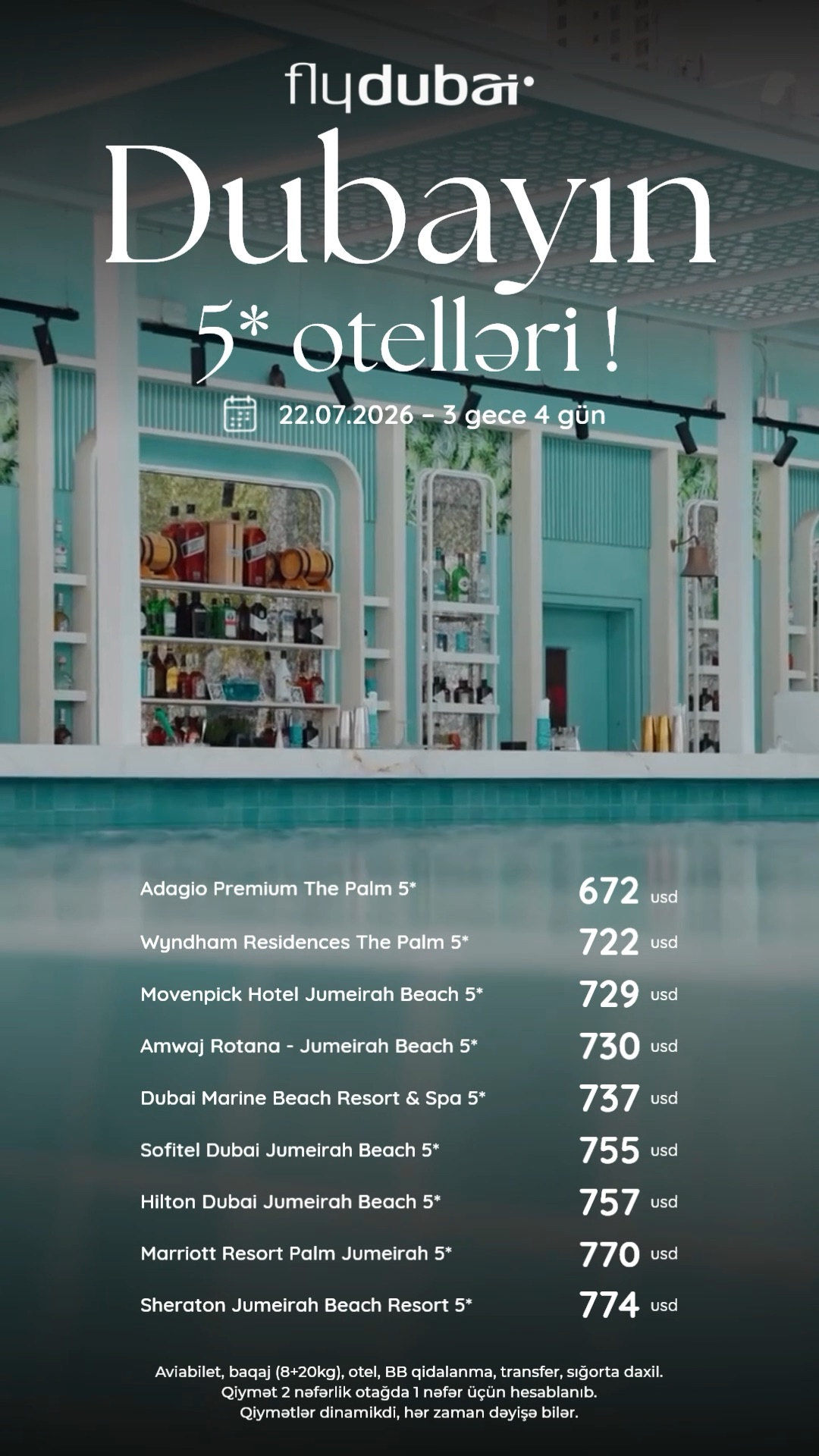 ✨ Dubayın 5* otelləri ! ✈️ FlyDubai hava yolları ilə