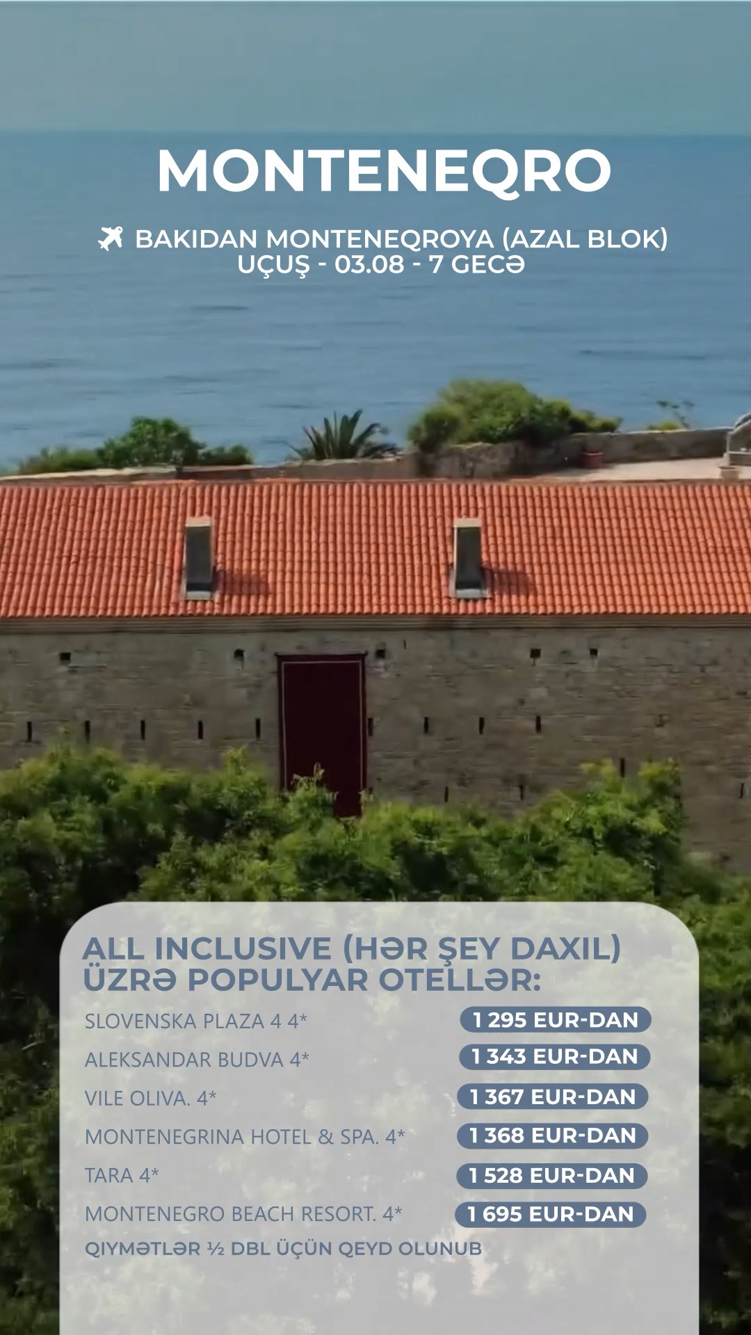 🍓 Monteneqro — istirahət üçün möhtəşəm bir məkandır və "hər şey daxil" otellər tətilinizi daha rahat və qayğısız edə bilər 🍓🤩