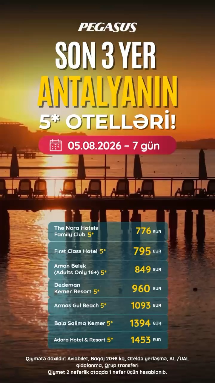 🔥SON 3 YER🔥 ANTALYANIN 5* OTELLƏRİ !