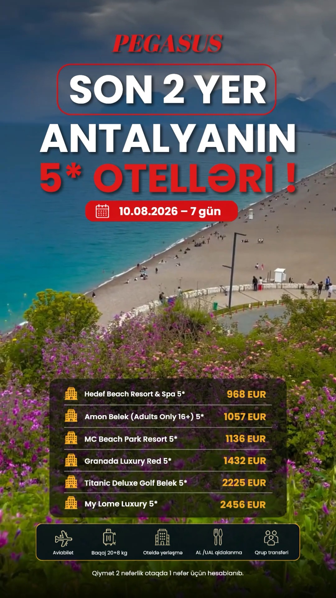 🔥SON 2 YER🔥 ANTALYANIN 5* OTELLƏRİ !