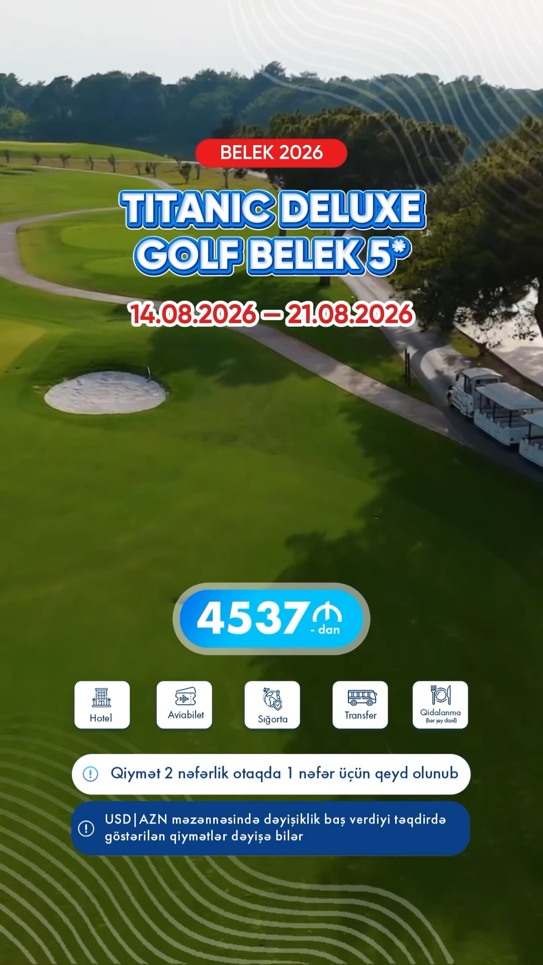 Lüks, dəniz və qolf həzzini bir arada yaşamaq istəyənlər üçün ideal ünvan: Titanic Deluxe Golf Belek 5! 🌊⛳️