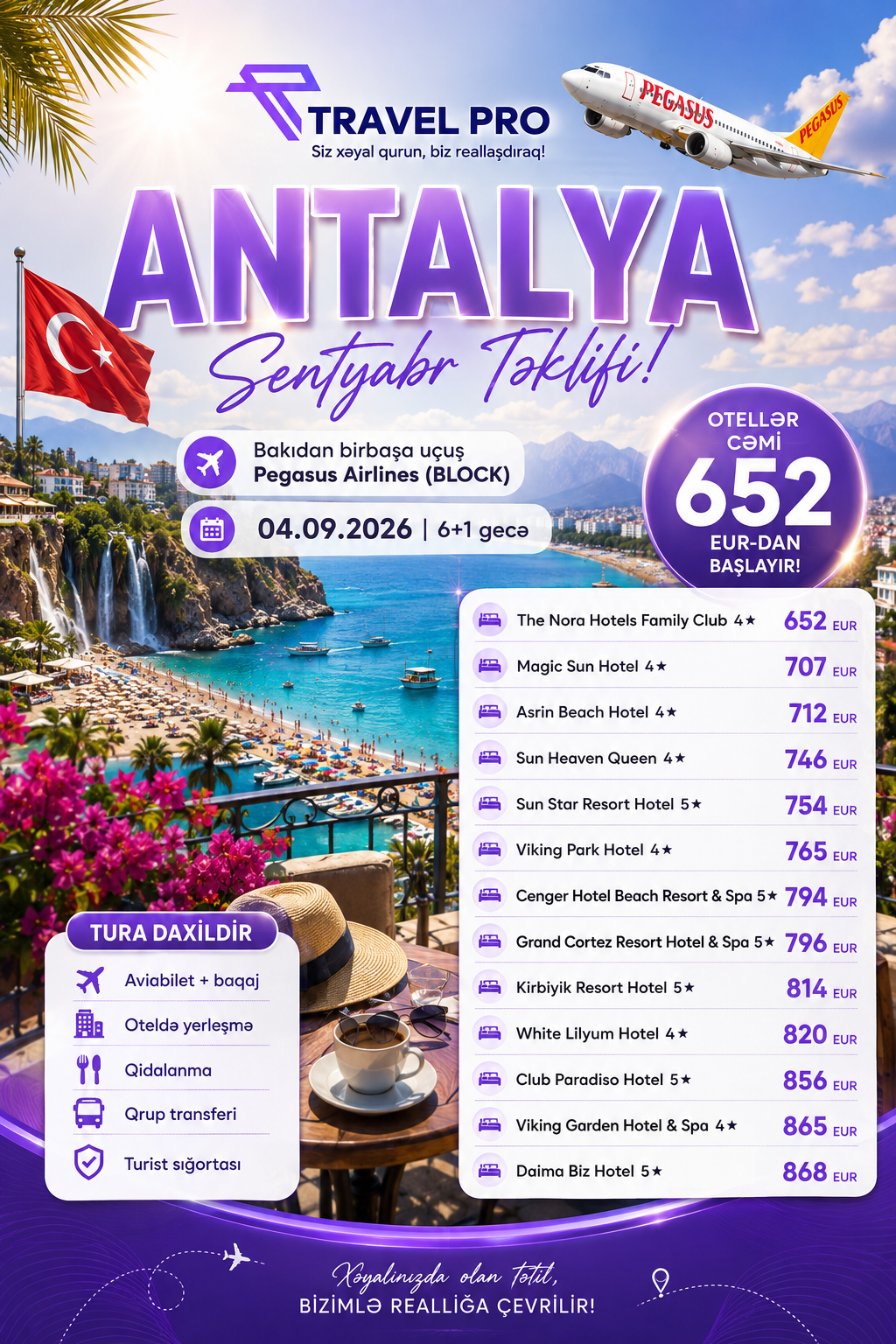 🔥 ANTALYA — SENTYABR TƏKLİFİ 🇹🇷☀️
