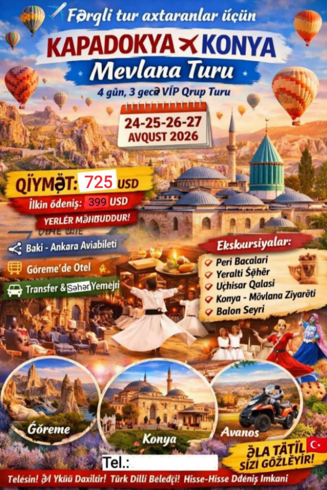 Kapadokya Konya Mevlana Turu