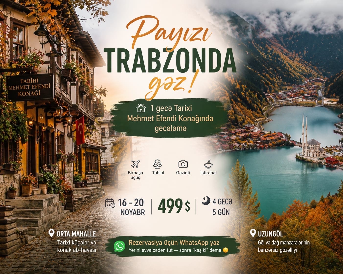🍂 PAYIZIN ƏN GÖZƏL HALI — TRABZON 🏡 Tarixi konakda gecələməli fərqli Qaradəniz səyahəti!