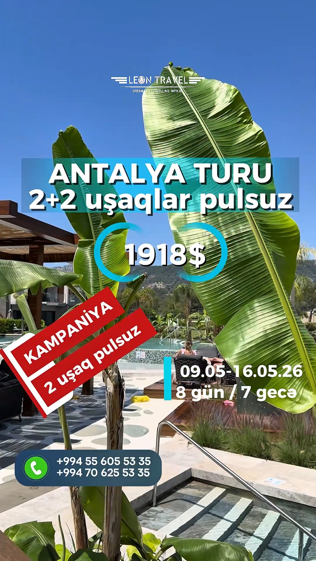 ANTALYA 2+2 usaq pulsuz